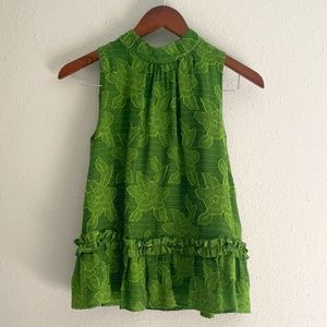 MAEVE Anthropologie Green Sleeveless Blouse